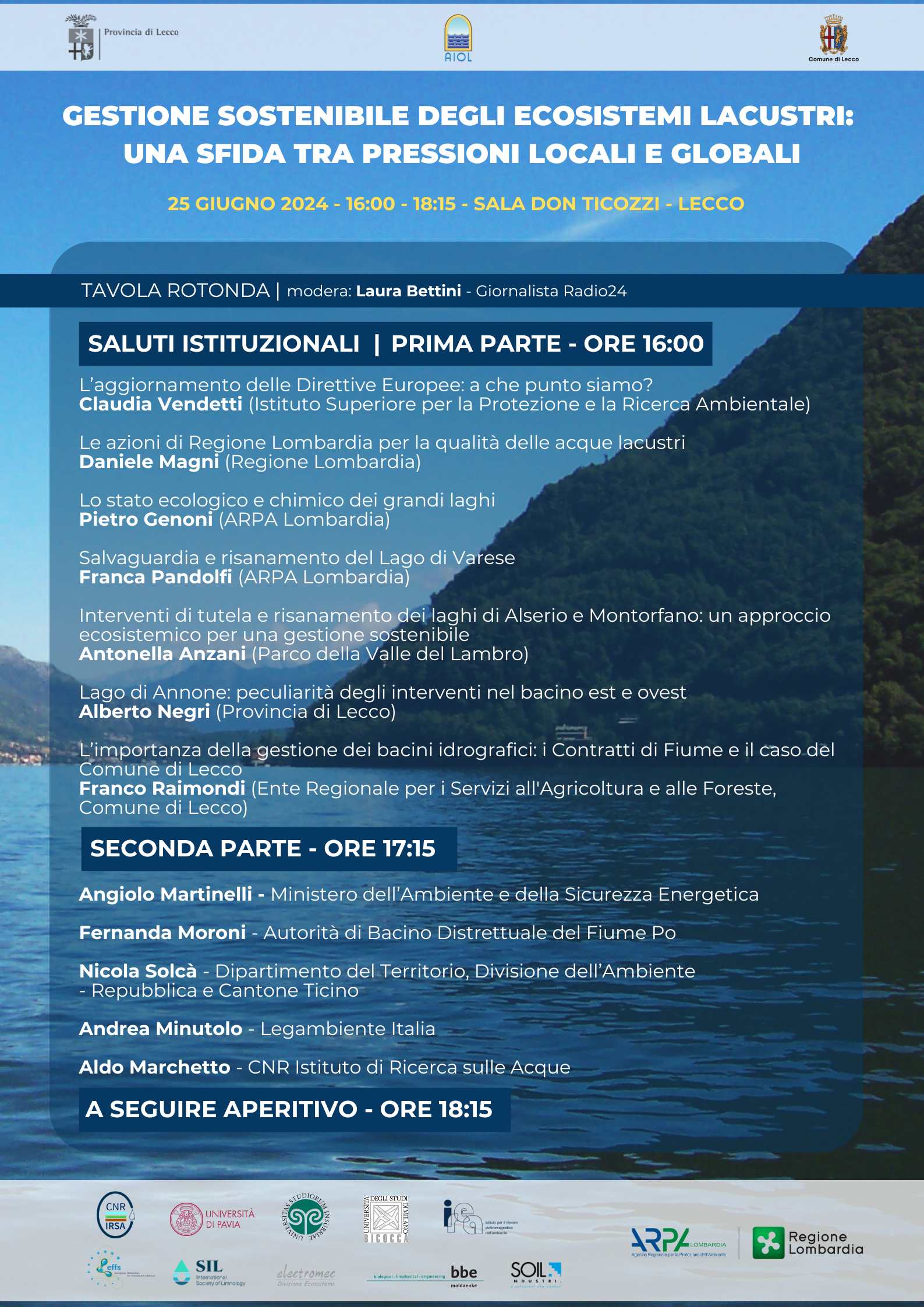 Tavola Rotonda “Gestione sostenibile degli ecosistemi lacustri: una sfida tra pressioni locali e globali”