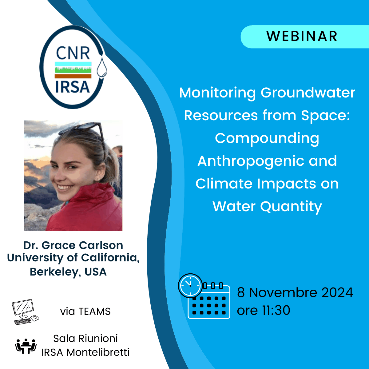 Webinar, IRSA ospita Dr. Grace Carlson University of California, Berkeley, USA